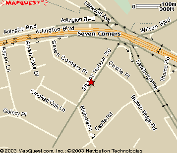 Map of Northern VA showing The Grace Family Practice - 6400-J Seven Corners Place - falls Church, VA 22044.